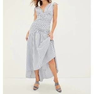 Veronica Beard Blue Asymmetrical Ruched Sundress Perrin
